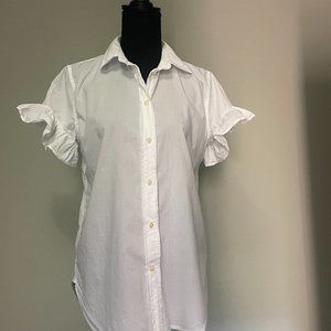 JCrew Short Sleeve White Cotton Top